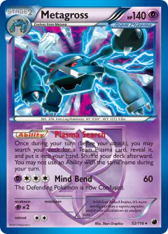 Metagross 52/116 Rare Holo card from Plasma Freeze