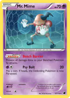 Mr. Mime 47/116 Rare card from Plasma Freeze