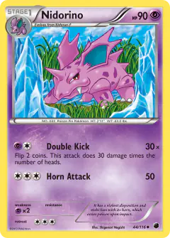 Nidorino 44/116 Uncommon card from Plasma Freeze