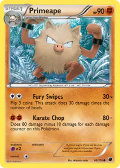 Primeape 60/116 Common card from Plasma Freeze
