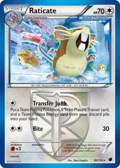 Raticate 88/116 Rare card from Plasma Freeze