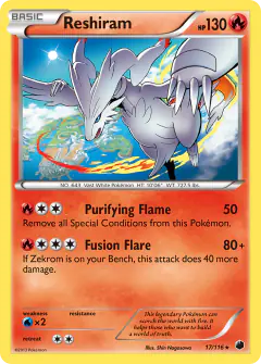 Reshiram 17/116 Rare Holo card from Plasma Freeze