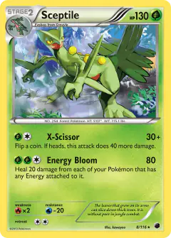Sceptile 8/116 Rare Holo card from Plasma Freeze