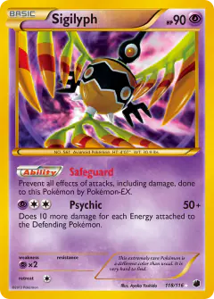 Sigilyph 118/116 Rare Secret card from Plasma Freeze