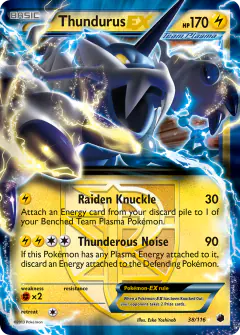 Thundurus-EX 38/116 Rare Holo EX card from Plasma Freeze