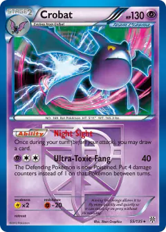 Crobat 55/135 Rare Holo card from Plasma Storm