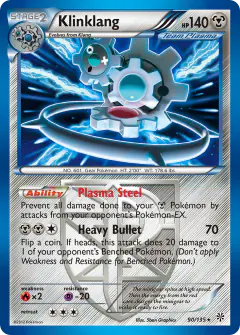 Klinklang 90/135 Rare Holo card from Plasma Storm