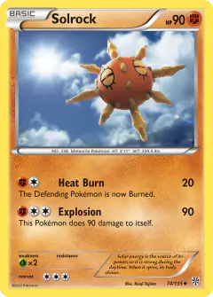 Solrock 74/135 Uncommon card from Plasma Storm