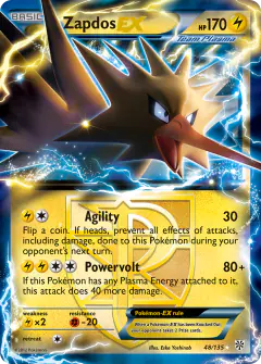 Zapdos-EX 48/135 Rare Holo EX card from Plasma Storm