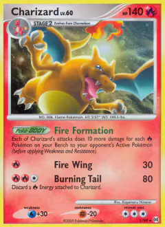 Charizard 1/99 Rare Holo card from Platinum Arceus