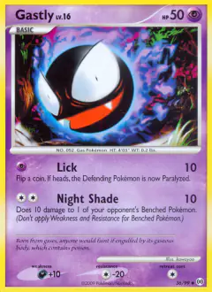 Gastly 36/99 Uncommon card from Platinum Arceus