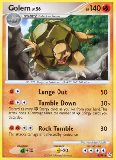 Golem 19/99 Rare card from Platinum Arceus