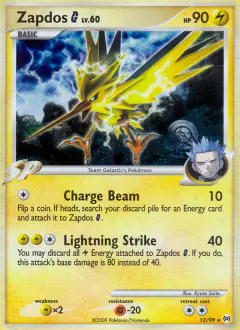 Zapdos G 12/99 Rare Holo card from Platinum Arceus