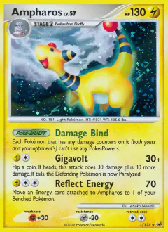 Ampharos 1/127 Rare Holo card from Platinum Base