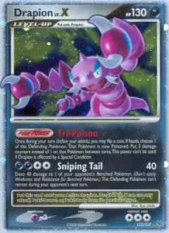 Drapion LV.X 123/127 Rare Holo LV.X card from Platinum Base