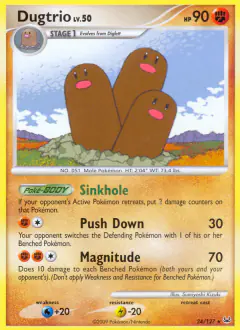 Dugtrio 24/127 Rare card from Platinum Base