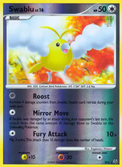 Swablu SH5 Rare card from Platinum Base