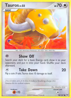 Tauros 98/127 Common card from Platinum Base