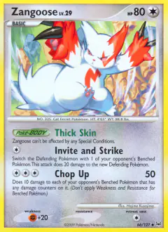 Zangoose 66/127 Uncommon card from Platinum Base