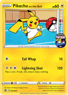 Pikachu on the Ball 001/005 card from Pokémon Futsal Collection