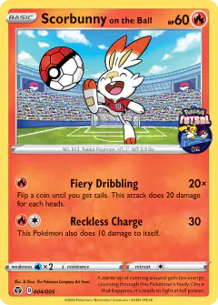 Scorbunny on the Ball 004/005 card from Pokémon Futsal Collection