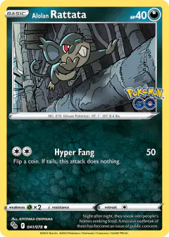 Alolan Rattata 041/078 Common card from Pokémon GO