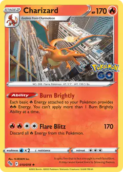 Charizard 010/078 Rare Holo card from Pokémon GO