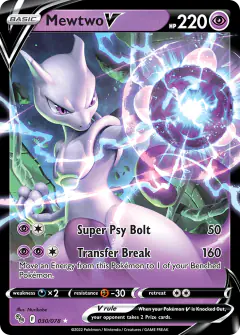 Mewtwo V 030/078 Rare Holo V card from Pokémon GO