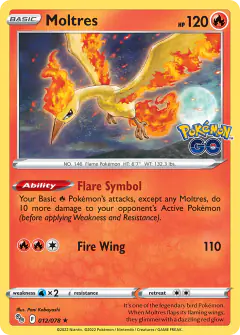 Moltres 012/078 Rare Holo card from Pokémon GO