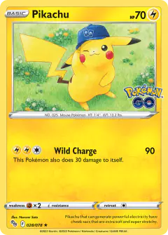 Pikachu 028/078 Rare Holo card from Pokémon GO