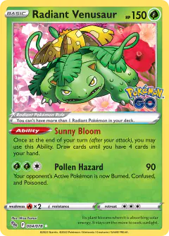 Radiant Venusaur 004/078 Radiant Rare card from Pokémon GO