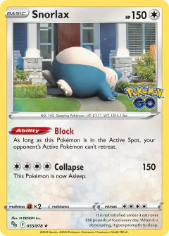 Snorlax 055/078 Rare Holo card from Pokémon GO