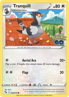 Tranquill 062/078 Common card from Pokémon GO