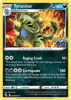 Tyranitar 043/078 Rare Holo card from Pokémon GO