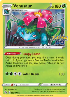 Venusaur 003/078 Rare Holo card from Pokémon GO
