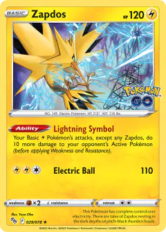 Zapdos 029/078 Rare Holo card from Pokémon GO