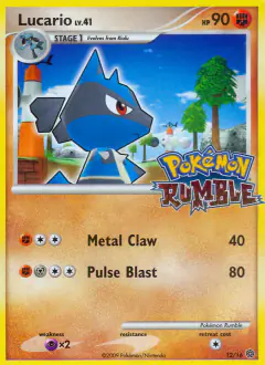 Lucario 12/16 card from Pokémon Rumble