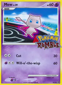 Mew 10/16 card from Pokémon Rumble