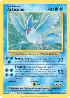 Articuno 009/034 card from Pokémon TCG Classic - Blastoise