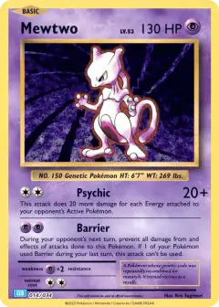 Mewtwo 014/034 card from Pokémon TCG Classic - Blastoise