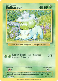 Bulbasaur 001/034 card from Pokémon TCG Classic - Venusaur