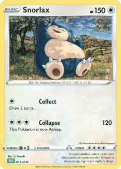 Snorlax 016/034 card from Pokémon TCG Classic - Venusaur