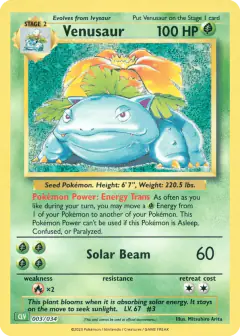 Venusaur 003/034 card from Pokémon TCG Classic - Venusaur