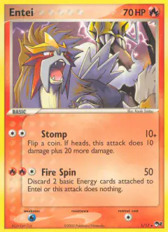 Entei 1/17 Rare card from POP Series 2