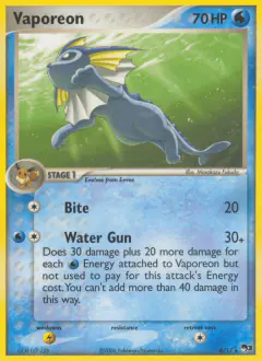 Vaporeon 6/17 Rare card from POP Series 3