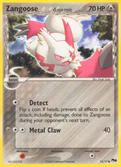 Zangoose δ 15/17 Common card from POP Series 5