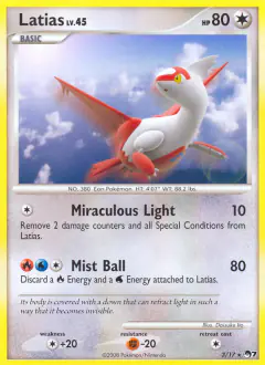 Latias 3/17 Rare card from POP Series 7