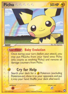 Pichu 21/108 Rare card from Power Keepers