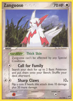 Zangoose 25/108 Rare card from Power Keepers