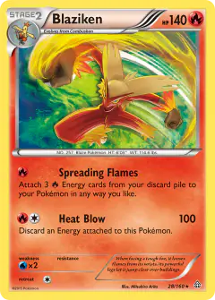 Blaziken 28/160 Rare Holo card from Primal Clash